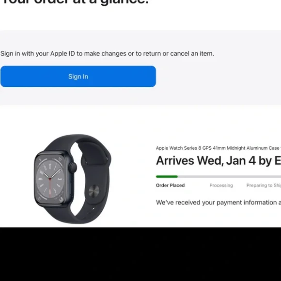 Apple Watch Series 8 GPS 41mm Midnight + Charger + Bands